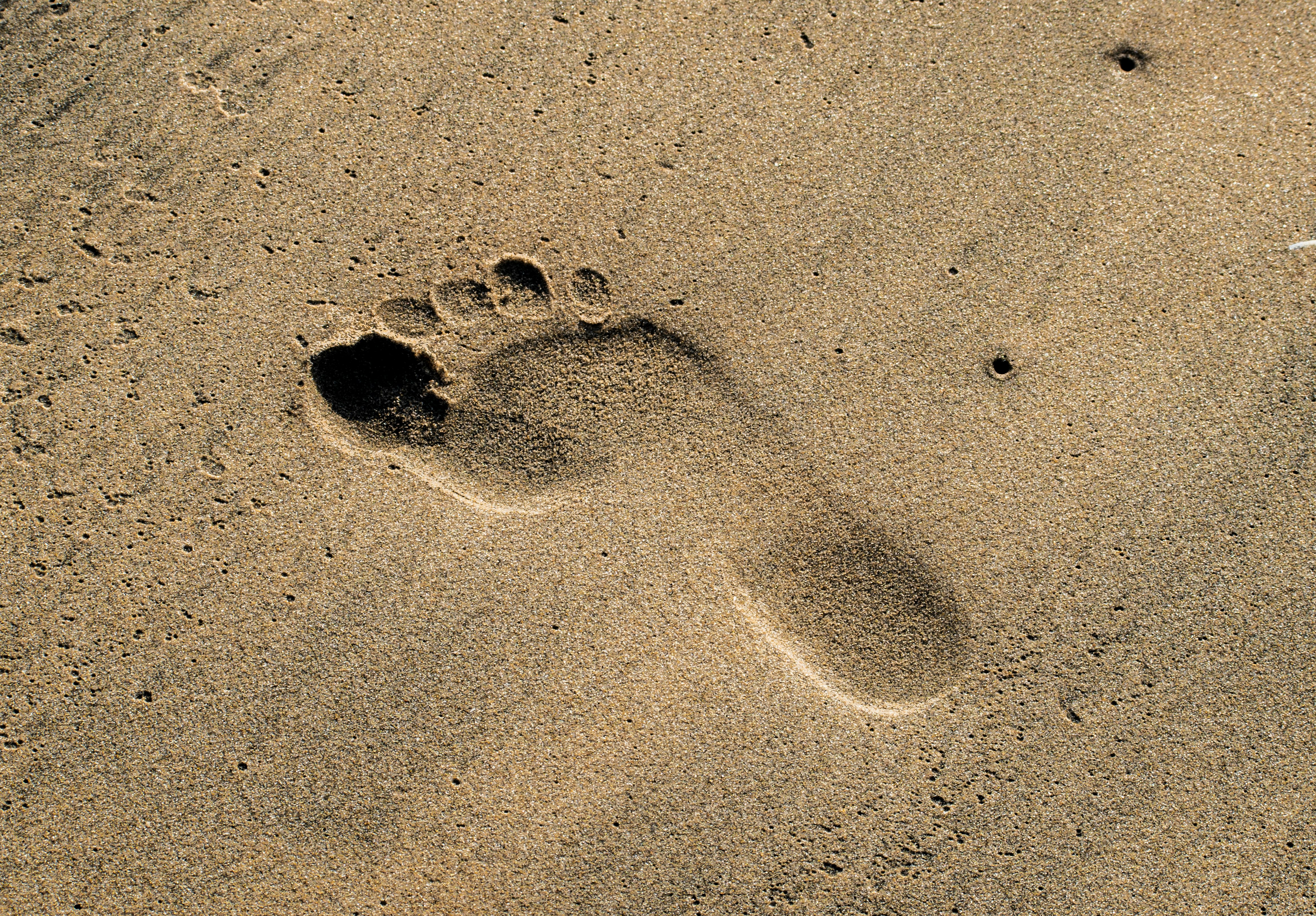 foot prints on brown sand